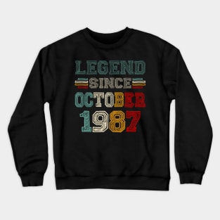 36 Years Old Legend Since October 1987 36th Birthday Crewneck Sweatshirt